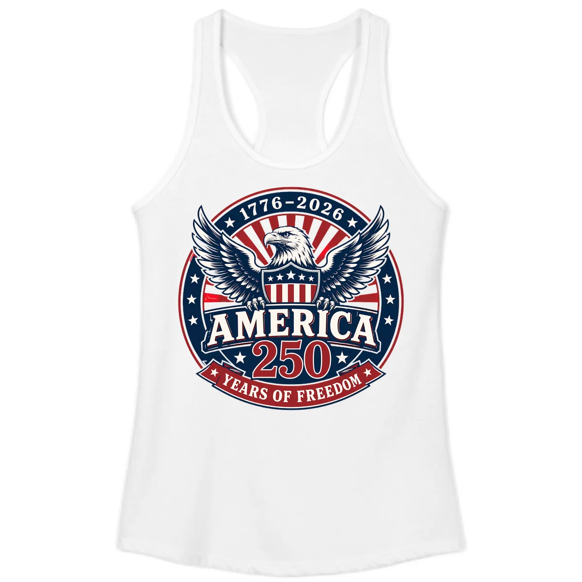America 250 Years Of Freedom Celebration Ladies Tank in White